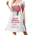 thumbnail image 1 of Llevaba un vestido de manga corta con boina frambuesa, vestido elegante y chic para mujer, vestido de verano para mujer., 1 of 7