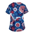 thumbnail image 4 of Iaqnaocc 4th of July Scrub Tops Women Patriotic Plus Size Gradient Stars Nurse Working Uniforms Fashion V Neck Side Slits Scrub Tops Independence Day Short Sleeve Nursing Scrubs Multicolor 5XL, 4 of 5
