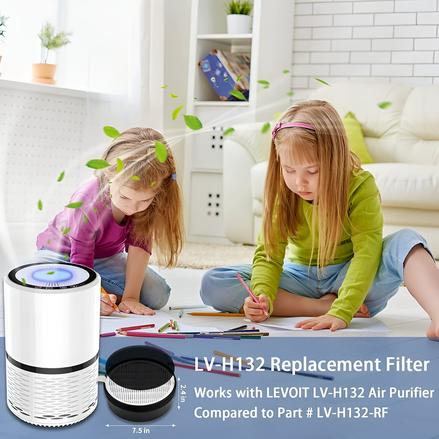 2 Pack LV-H132 Replacement Filter for LEVOIT Air Purifier LV-H132-RF, 3-in-1 H13 True HEPA Filter Carbon Pre-Filter