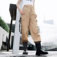 thumbnail image 2 of Sngxgn Pants for Women Solid Cargo Pants Trousers Jogger Pocket Ladies Long Trousers(Khaki,L), 2 of 7