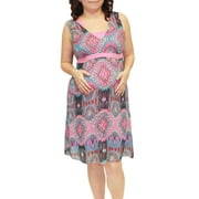 Sleeveless Maternity Aztec Print Chiffon Dress with Slip