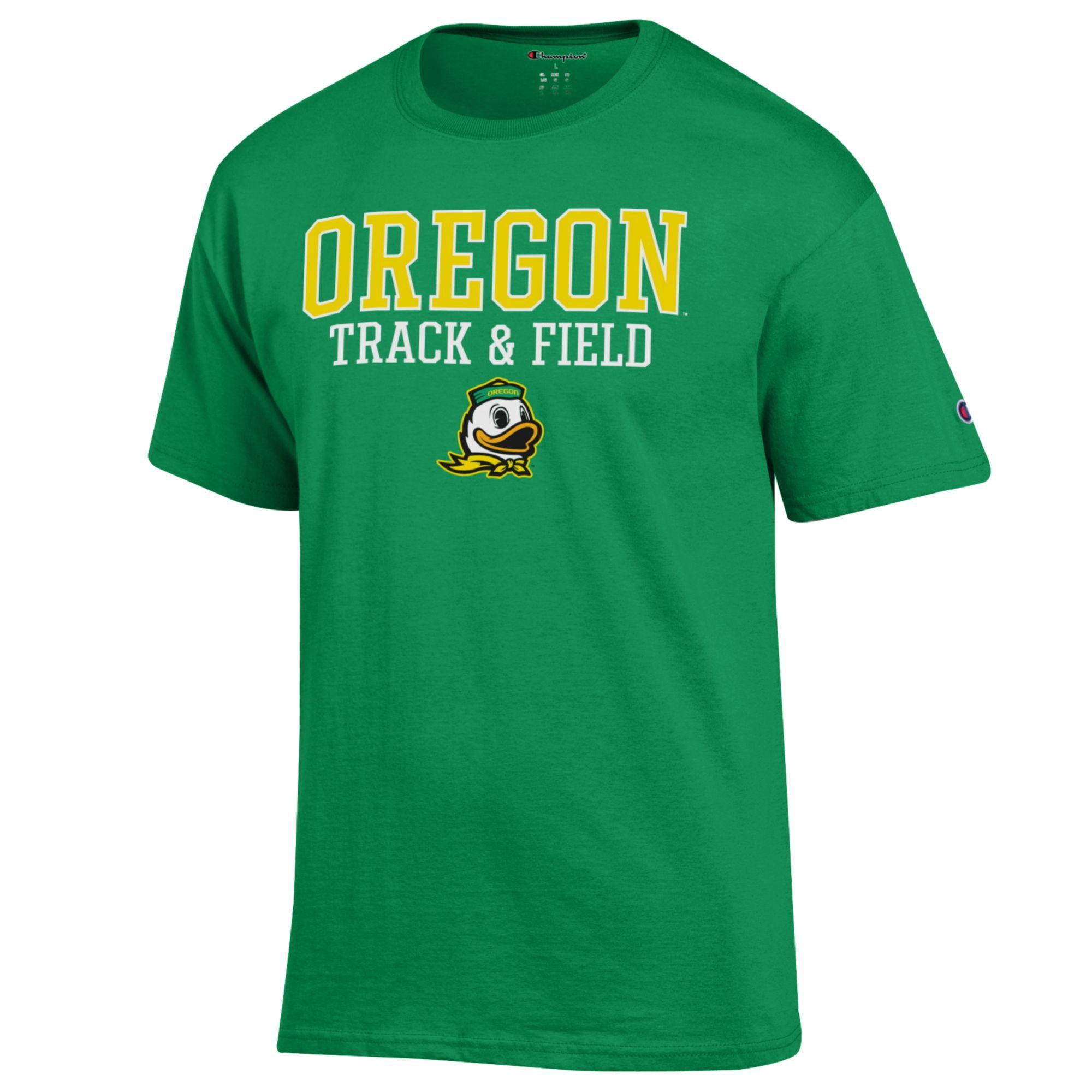 Men's Champion  Green Oregon Ducks Track & Field Stack T-Shirt