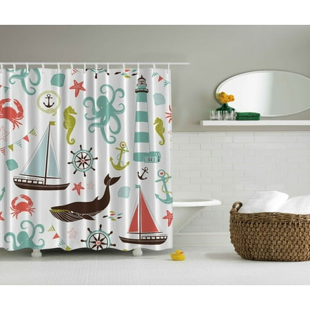 Sea Creatures Shower Curtain Extra Long 84 Inch Sea Creatures Shower Curtain Extra Long 84 Inch