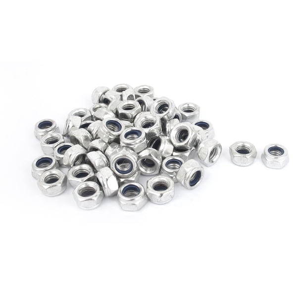 Tuercas de bloqueo hexagonales de nylon con inserto de nylon autolock recubiertas de zinc M8x1.25mm 100pcs