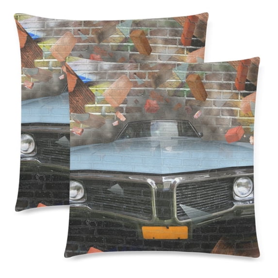 MKHERT Graffiti 3D Car Pillowcase Pillow Protector Cushion Cover 18x18 inch,Set of 2