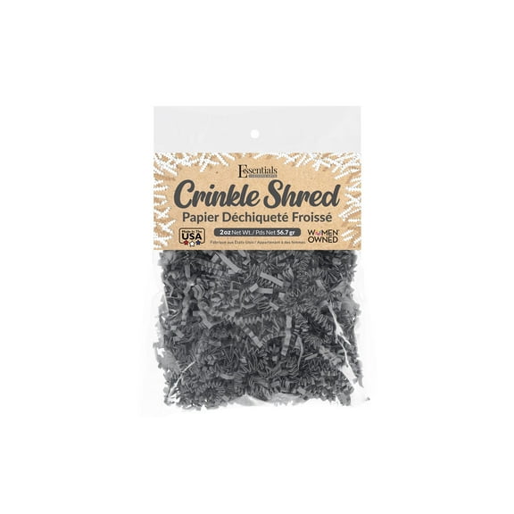 Essentials by Leisure Arts Crinkle Shred Bag, Gray, 2oz Shredded Paper Filler, Crinkle Cut Paper Shred Filler, Box Filler, Shredded Paper for Gift Box, Paper Crinkle Filler, Box Filling
