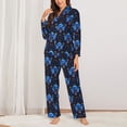 thumbnail image 2 of Yiaed cool blue flower Skull Print Pajamas Women's Long Sleeve Sleepwear Soft Button Down Loungewear Pjs Lounge Set Nightwear Womens Pajama Pants-Large, 2 of 7
