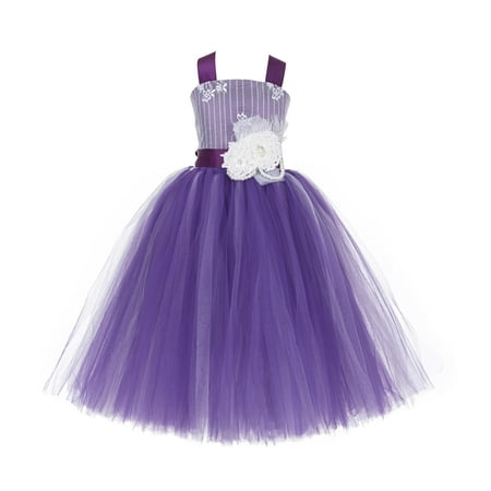 Spring Summer Easter Dress - Ekidsbridal Formal Tutu Criss-Cross Back Tulle Lace Flower Girl Dress Bridesmaid Wedding Pageant Toddler Easter Holiday Spring Summer Communion Recital Birthday Baptism Ceremony Special Occasions 119