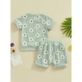 thumbnail image 5 of Musuos Baby Girls 2 Piece Outfit 6 12 18 24M 3T Daisy Print Short Sleeve T-Shirt and Elastic Shorts Set Cute Summer Clothes, 5 of 10