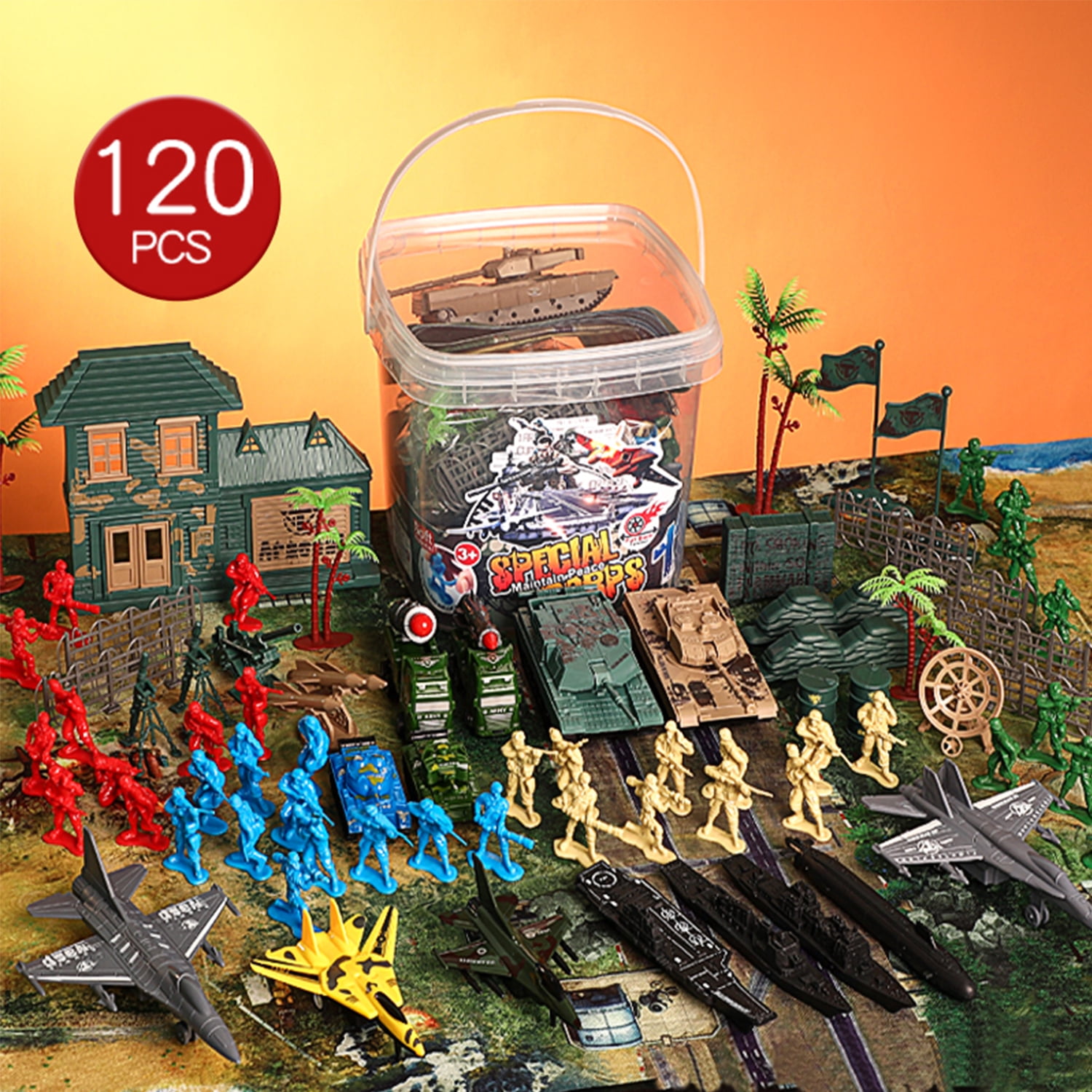 120 Pcs Army Men Toys, Toy Soldiers for Boys, Plastic Action Figures, Soldier Military Playset, Gift for Boy