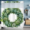 thumbnail image 6 of Spring Green Rose Wreath No Hooks Shower Curtain with Snap-in Liner Vintage Watercolor Green Floral Leaf Shower Curtains for Bathroom, Waterproof, Easy Install, Washable 72"x78", 6 of 9