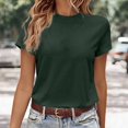 thumbnail image 4 of Women's Fashion Casual T-Shirt Round Neck Short Sleeve Comfortable Versatile Solid Top for Home Commute Everyday Wear, 4 of 6