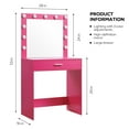 thumbnail image 3 of Tcbosik Vanity Desk with Mirror and Lights, 54.3" Makeup Dressing Table with Storage Drawer for Bedroom, Pink, 3 of 6
