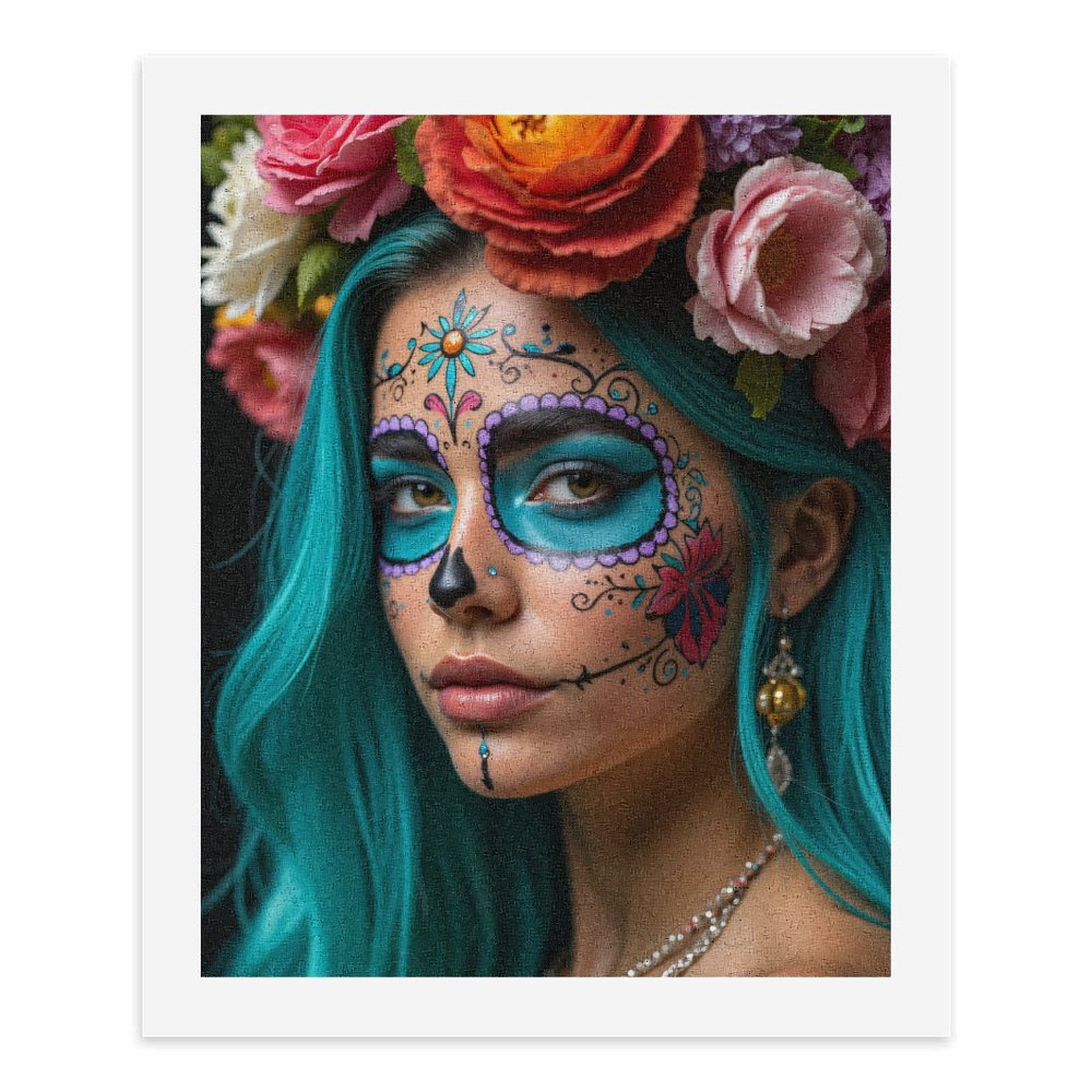 Paint By Numbers Kit for Adults Beginner - Festive Face Art Floral Crown DIY Canvas Painting Kits for Adults, Frameless Paint By Number for Adults for Home Wall Decor 16x20 Inch