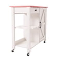 thumbnail image 4 of Kitchen Island with Storage Cabinet on Wheels Small Rolling Cart Pink Table-Top, White, 4 of 8