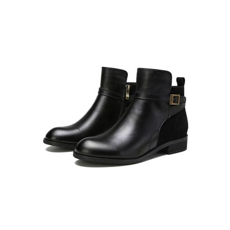 

Eloshman Women Bike Boot Block Riding Boots Buckle Strap Ankle Bootie Office Comfort Low Calf Winter Shoes Non-slip Short Booties Black 6.5