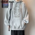 thumbnail image 2 of Sudadera con capucha de algodón para hombre, Top con estampado de dibujos animados japoneses, ropa informal de calle alta Harajuku, otoño e invierno, novedad, 2 of 5