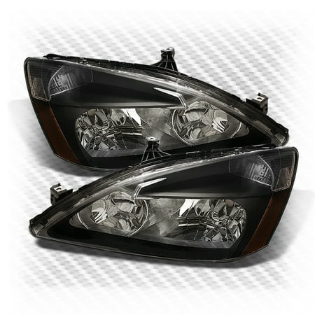 2006 Honda Accord Hybrid - For 2003-2007 Honda Accord Amber Headlights Black Head Lights Lamp Set Pair Left+Right 2004 2005 2006