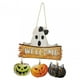 thumbnail image 1 of Letrero colgante para puerta de Halloween, letrero de porche con luces, adorno colgante, colgante de puerta de pared de madera, decoración de fiesta, 1 of 8