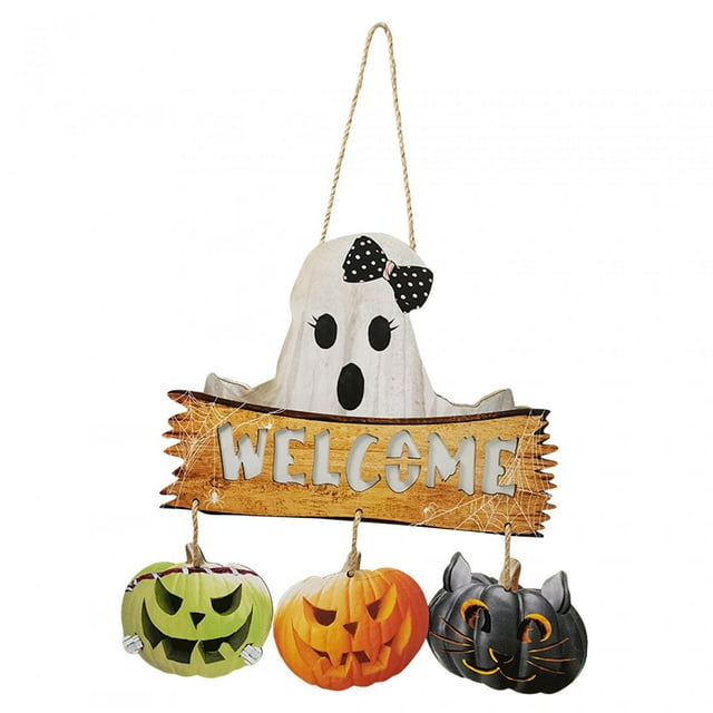 Letrero para porche, letrero colgante para puerta de Halloween, corona para puerta de Halloween, adorno colgante, decoración, suministros para fiesta,