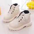 thumbnail image 3 of Girls Boys PU Leather Ankle Boots Lace Up Waterproof Combat Shoes for Toddler/Little Kid, 3 of 15