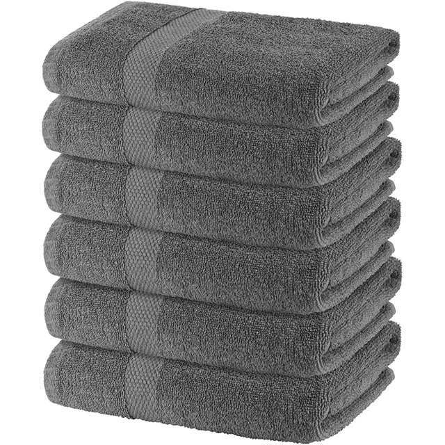 White Classic Wealuxe Collection Bath Towels 24x50 In (60 x 127 cm), Cotton Towel Set for Bathroom, Hotel, Gym, Spa, Soft Extra Absorbent Quick Dry 6 Pack