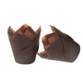 thumbnail image 1 of 50 cápsulas de papel antigrasa con forma de tulipán para cupcakes | Capacillos de tamaño estándar para muffins y cupcakes | Elegante diseño floral marrón para fiestas y eventos, 1 of 1