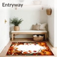 thumbnail image 3 of ODIKA 5'x7' Machine Washable Non-Slip Area Rug, Enchanted Autumn Highland Cow with Pumpkin and Leaf Motifs High Traffic Rug, Brown, 60124, 3 of 7