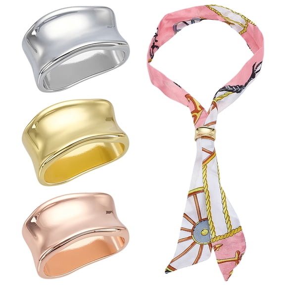 6 Pcs Dainty Oblate Silk Scarf Ring Brooch 3 Colors Geometric Shawl Scarves Brooch Clip Fashion Dress Accessories Jewelry