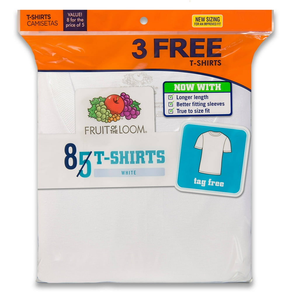 Fruit of the Loom Boys' White TShirt Bonus Pack, 5+3 pack Walmart