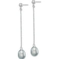 thumbnail image 2 of Sterling Silver Rhodium-Plated 7-8mm Fwc Grey Pearl Post Dangle Earrings Made In China qe15029, 2 of 5
