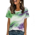 thumbnail image 2 of Taylonsss Women's Vintage Gradient Printed Round Neck Short Sleeve T-Shirt Casual Sports Top for Fitness and Daily Wear Comfortable Stretch Breathable Fabric for Spring Summer, 2 of 9