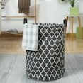 thumbnail image 1 of Caroeas 18.0-Inches Thicken Laundry Basket, Waterproof Large Laundry Basket Drawstring Closure, Collapsible Laundry Basket Soft Leather Handles, Laundry Hamper, Clothes Hamper (Grey Qua trefoil), 1 of 6