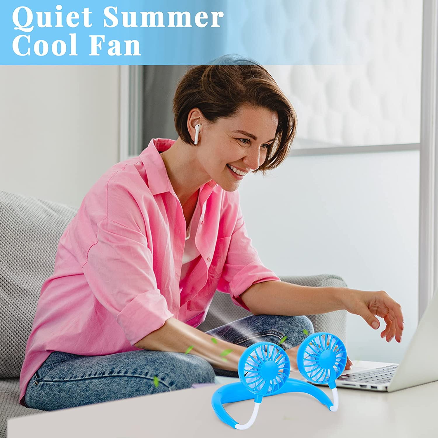 Mini Max Portable Rechargeable Necklace Fan Hands Free Neck Fan