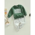 thumbnail image 3 of goowrom Ensemble 2 Pcs pour Bébé Garçon, Chandails en Molleton à Manches Longues Col Rond Imprimé Lettre de Rugby + Ensemble Pantalon Long Couleur Unie, 3 of 9