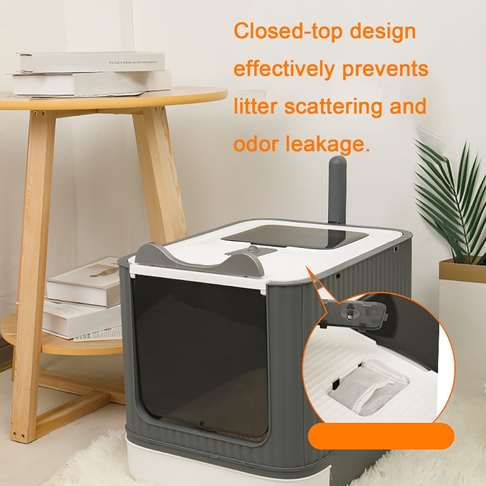 CHIKANSTORE Cat Litter Box with Lid, Upgraded Fully Enclosed Removable Covered Cat Box Enclosure, Anti-Splashing Easy to Clean Kitty Litter Boxes with Drawer, 3 Modes for Cat up to 12 lbs