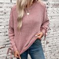 thumbnail image 4 of Long Sleeve Sweater with Ribbed Bows Tie Detail Winter Warm Pullover Color Knitwear Fashionable Knit Top for Women, 4 of 9
