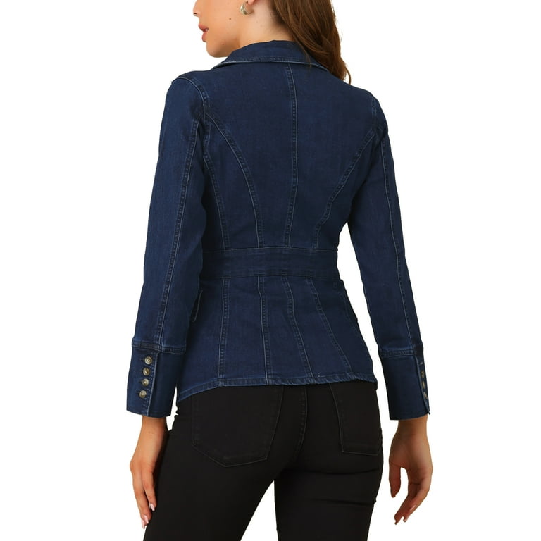 Ladies navy denim jacket cheap