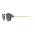 thumbnail image 4 of Womens Rimless Rectangle Serpent Jewel Hinge Metal Rim Sunglasses Gold - Black, 4 of 6