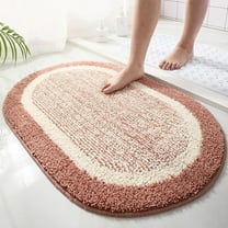 sruoe Bathroom Rugs, Bath Mat for Bathroom Floor 1pcs, Bath Mats for Bathroom Floor Non Slip Non Skid, Rectangular Polyester Floor Mat for Bath Door Household, Pink