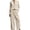 Khaki, variant on Women Velvet 2‑Piece Outfit Full Zip Stand Collar Jacket Drawstring Waist Wide Leg Pants Velour Loungewear Pant Suit Solid Color Fall Winter Tracksuit