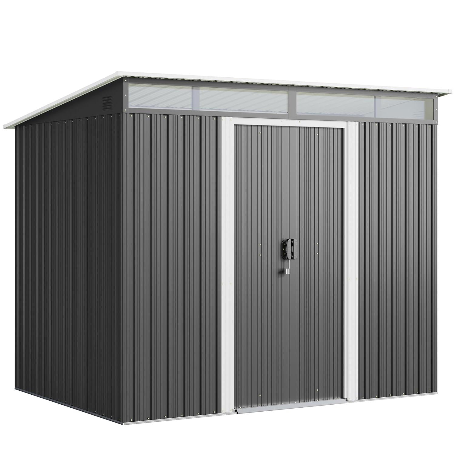 Lofka 6x4ft. Outdoor Storage Shed, Metal Garden Storage Shed with Sliding Lockable Door for Patio, Gray