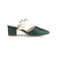 thumbnail image 3 of BLISSFUL STEP Women's Pointy Toe Block Heel Dress Mules Pumps Green White 9, 3 of 7