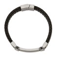 thumbnail image 2 of Primal Steel Stainless Steel Brushed Black Leather 8.5 Inch ID Bracelet, 2 of 7