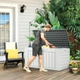 thumbnail image 2 of Dextrus 160 Gallon  Large Deck Box, Waterproof Outdoor Storage Box for Patio  Garden Tools ,Weather Resistant Resin, Lockable, Light Grey, 2 of 11
