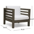 thumbnail image 4 of GDF Studio Cascada Outdoor Acacia Wood Club Chairs with Cushions, Set of 2, Gray and White, 4 of 9