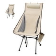 thumbnail image 3 of Silla de camping plegable, ultraligera, portátil, transpirable, con marco de aleación de aluminio para pesca, color beige, 3 of 12