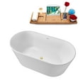 thumbnail image 4 of 63" Streamline G-19-130-PBR Soaking Glossy White Freestanding Tub and Tray With Internal Drain in Polished Brass, 4 of 9