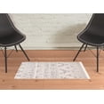 thumbnail image 2 of HomeRoots 515552 2 x 3 ft. Ivory Gray & Blue Wool Geometric Dhurrie Flatweave Handmade Rectangle Area Rug with Fringe, 2 of 4