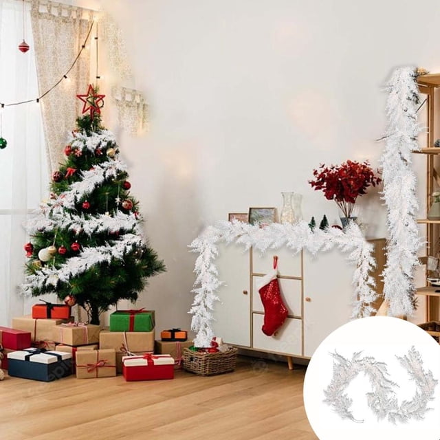 Feltree 70.87 Inches Christmas Simulation Pines Cedar Rattan Christmas White Pines Cedar Rattan Home Indoor and Outdoor Decoration Artificial Simulation Rattan